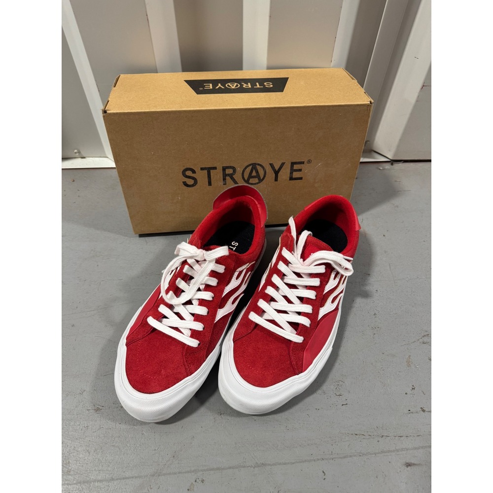 Straye Logan Red Flame Mens 11 Skate Shoes Suede Low Top Sneakers SLG1452